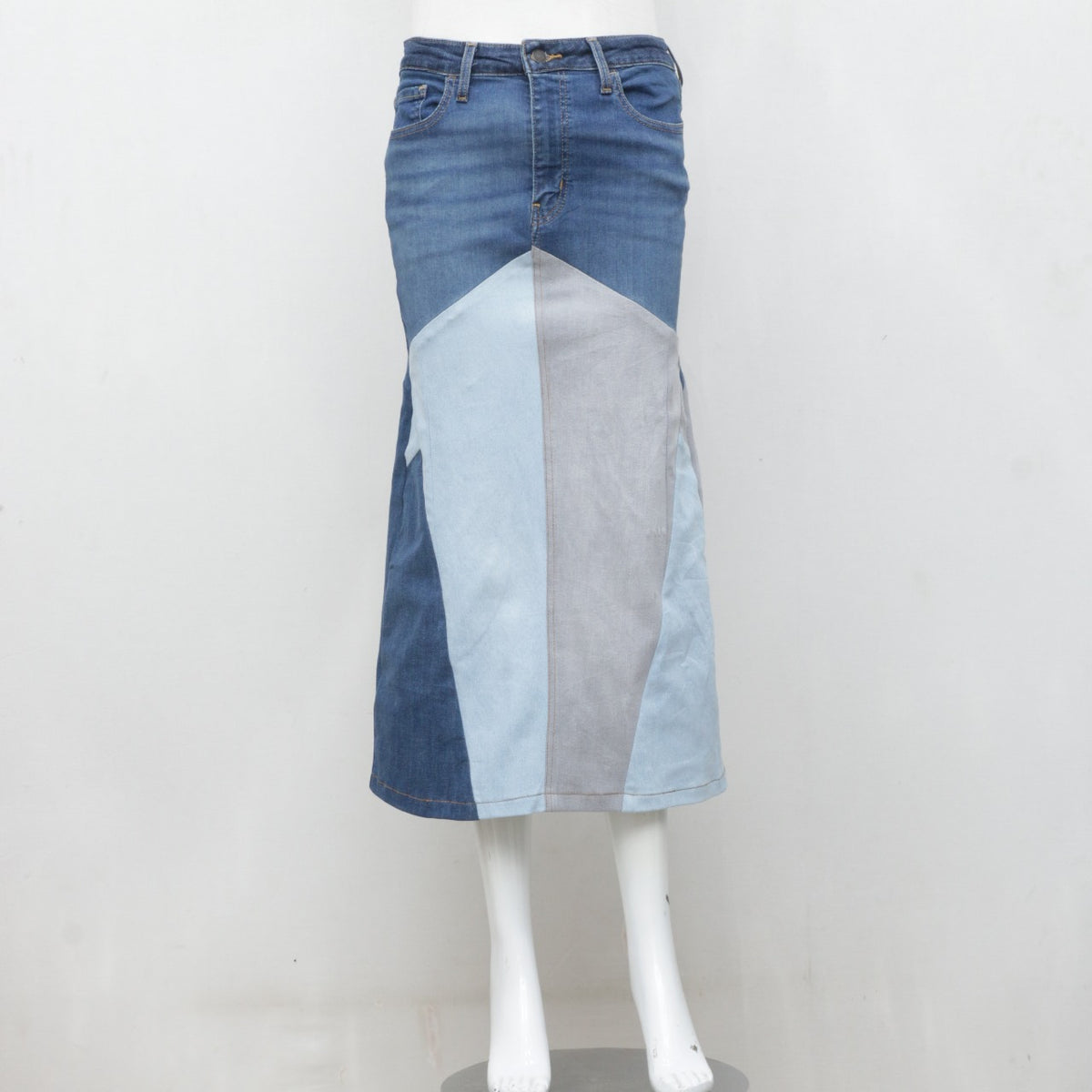 Levi’s remake patch work skirt Reworked Levi's Patchwork Denim Skirt - Wholesale – Creed Vintage