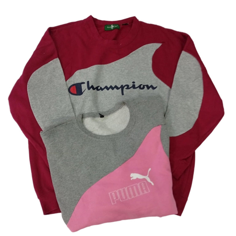 CR8133 Upcycled Mixed Brand Patchwork Sweatshirts