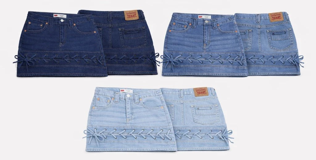 CR1393 Lace-Up Rework Denim Mini Skirt