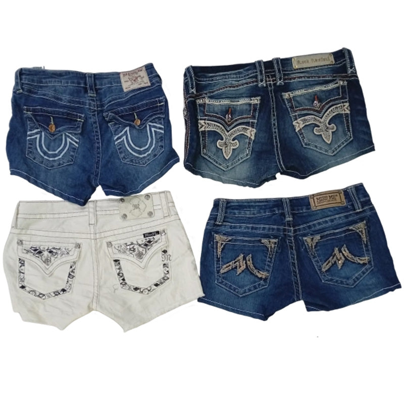 CR7765 Rework Branded Mini Denim Shorts