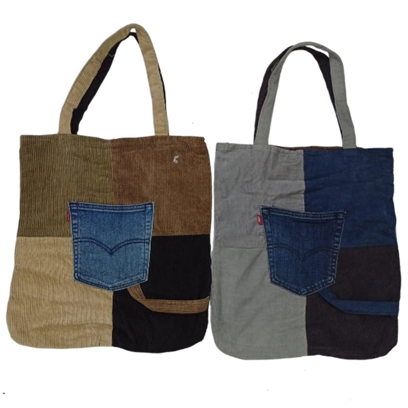 CR8130 Upcycled Cordoury Bag With Levi's Pocket