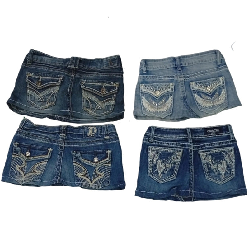 CR7811 Rework Y2K Mini Denim Skirts
