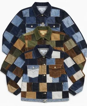 CR1208 Upcycled Checkboard Denim Jacket