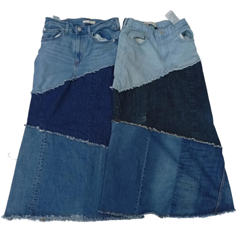 CR8362 Upcycled Levi’s Denim Maxi Skirts