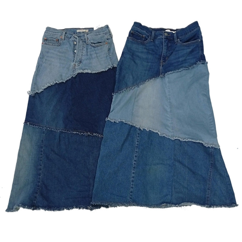 CR8361 Upcycled Levi’s Denim Maxi Skirts