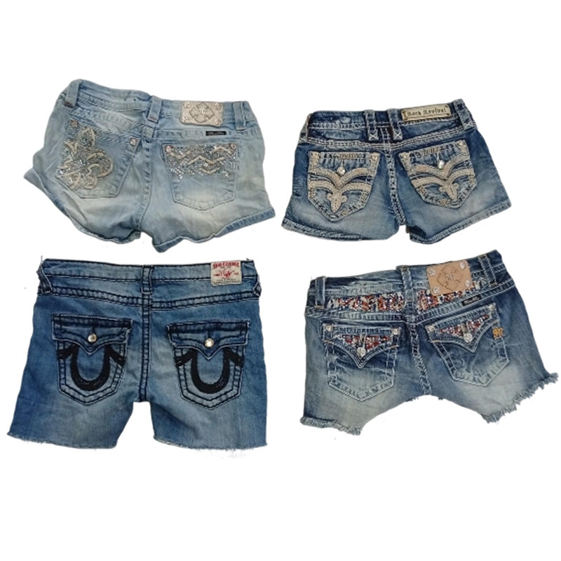 CR8246 Upcycled Mixed Branded Mini Shorts