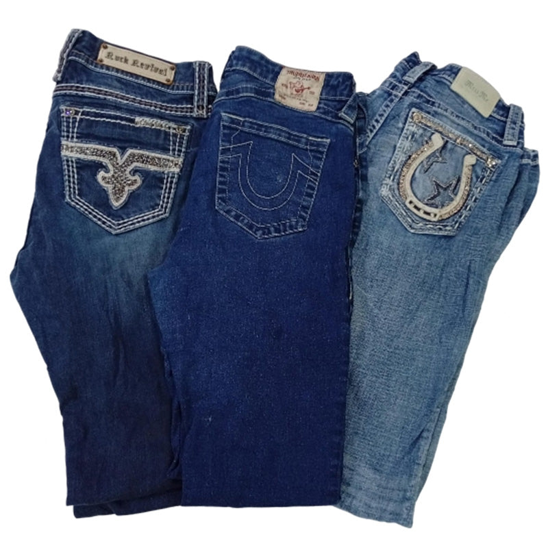 CR8014 Vintage Mixed Branded Flare Jeans
