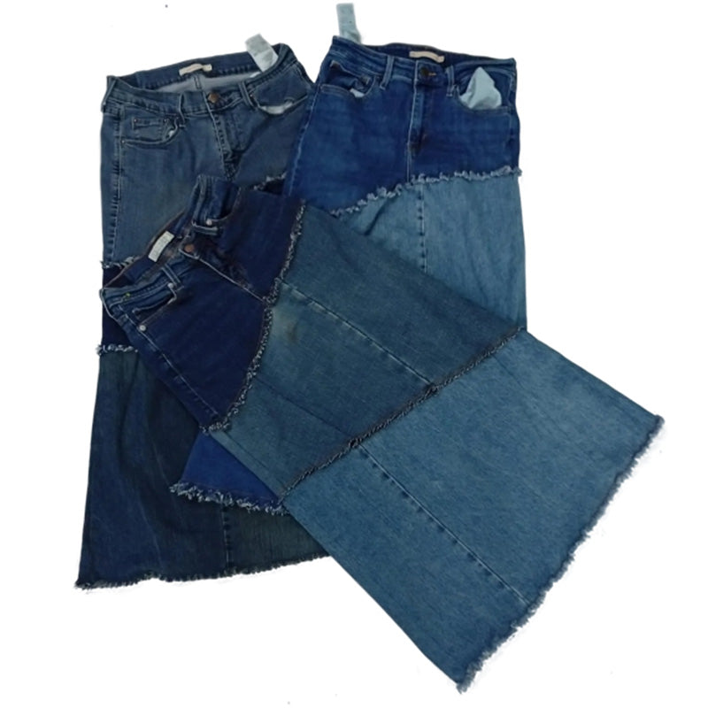 CR8360 Upcycled Levi’s Denim Maxi Skirts