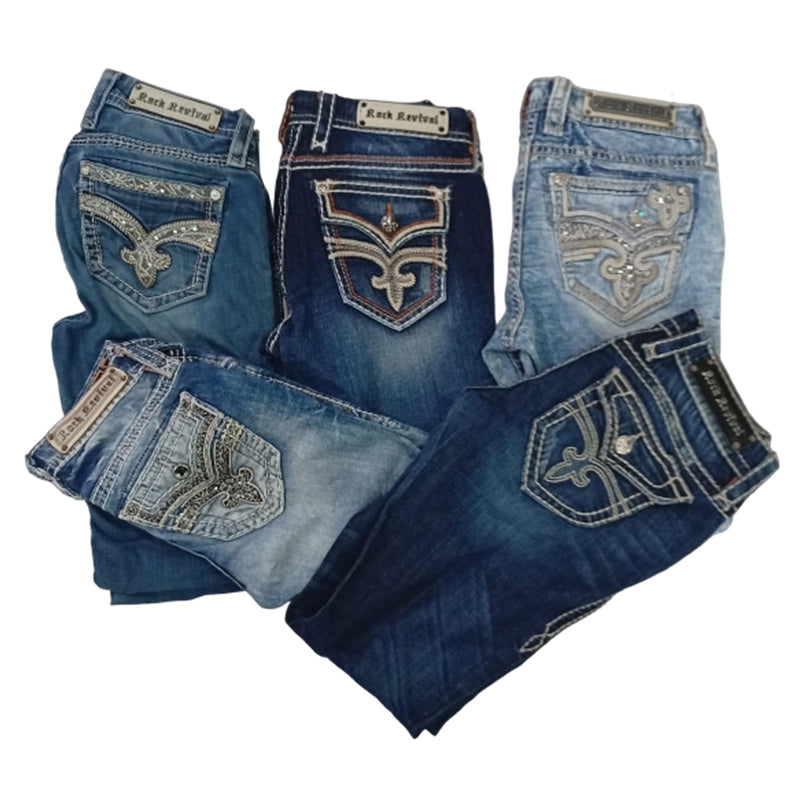 CR7652 Vintage Rock Revival Flare Jeans