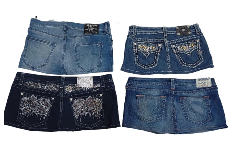 CR7390 Rework Miss Me And Ture Religion Mini Denim Skirts