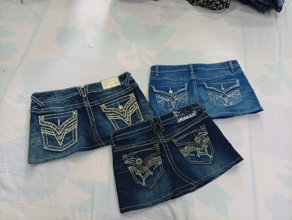 CR11346 Upcycled Y2K Mini Denim Skirts