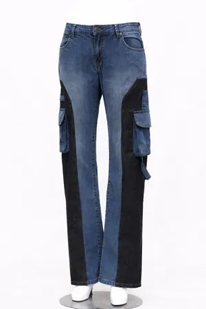 CR1145 Upcycled Cargo Panel Denim Pants