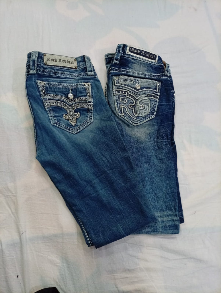 CR11472 Vintage Rock Revival Flare and Straight Jeans