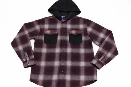 CR1084 Upcycled Hooded Flannel Shirt Jacket