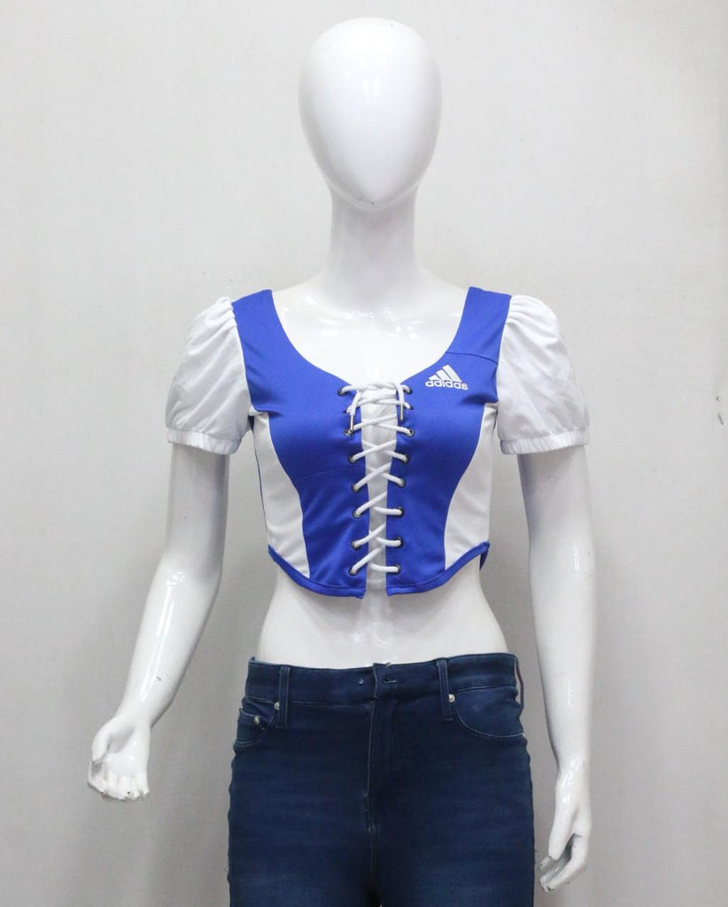 CR1819 UPCYCLED CORSET PUFF SLEEVE TOP