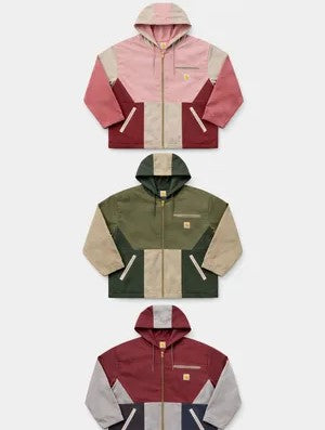 CR1072 Upcycled Carhartt Colour-Block Hooded Jacket