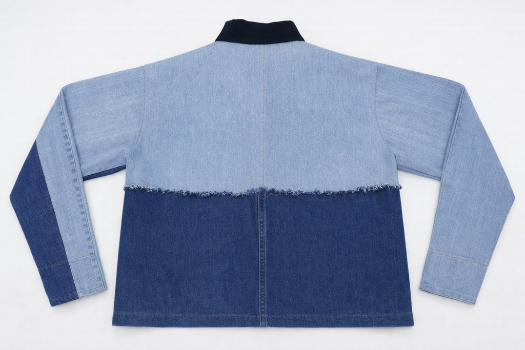 CR1411 Rework Two-Tone Denim Zip Jacket – Contrast Panel Workwear Style
