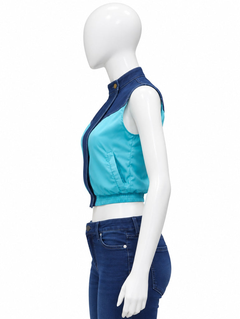CR2295 UPCYCLED DENIM & WINDBREAKER PANEL VEST