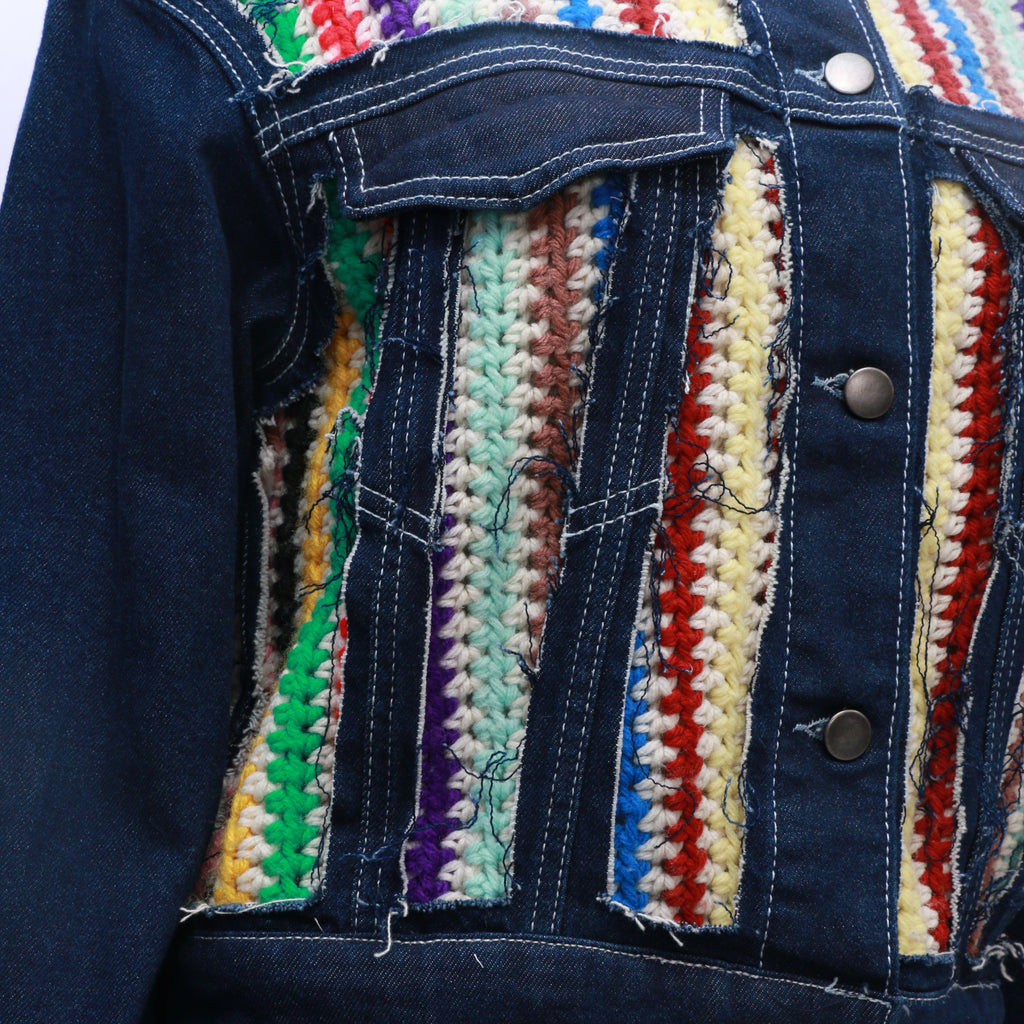 Jackets & Overcoats | Short Denim Jacket With Colourful Embroidery | Freeup