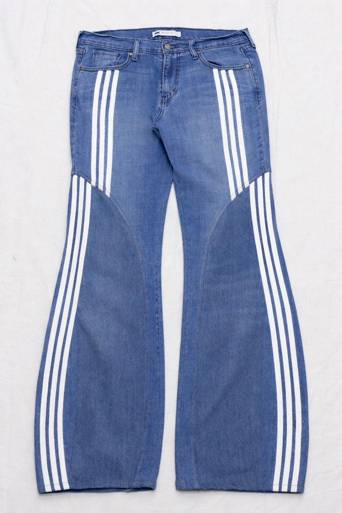 CR1419 Stripe Panel Flare Jeans – Sporty Rework Denim