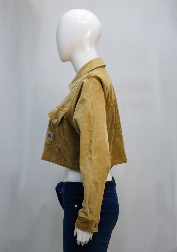 CR2266 UPCYCLED CARHARTT TWO-TONE CORDUROY CROP JACKET