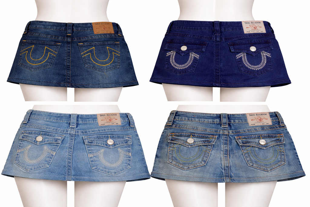 CR7251 Rework Ture Religion Mini Denim Skirts