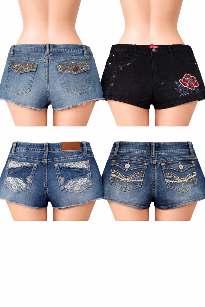 CR7106 Rework Y2K Mini Denim Shorts