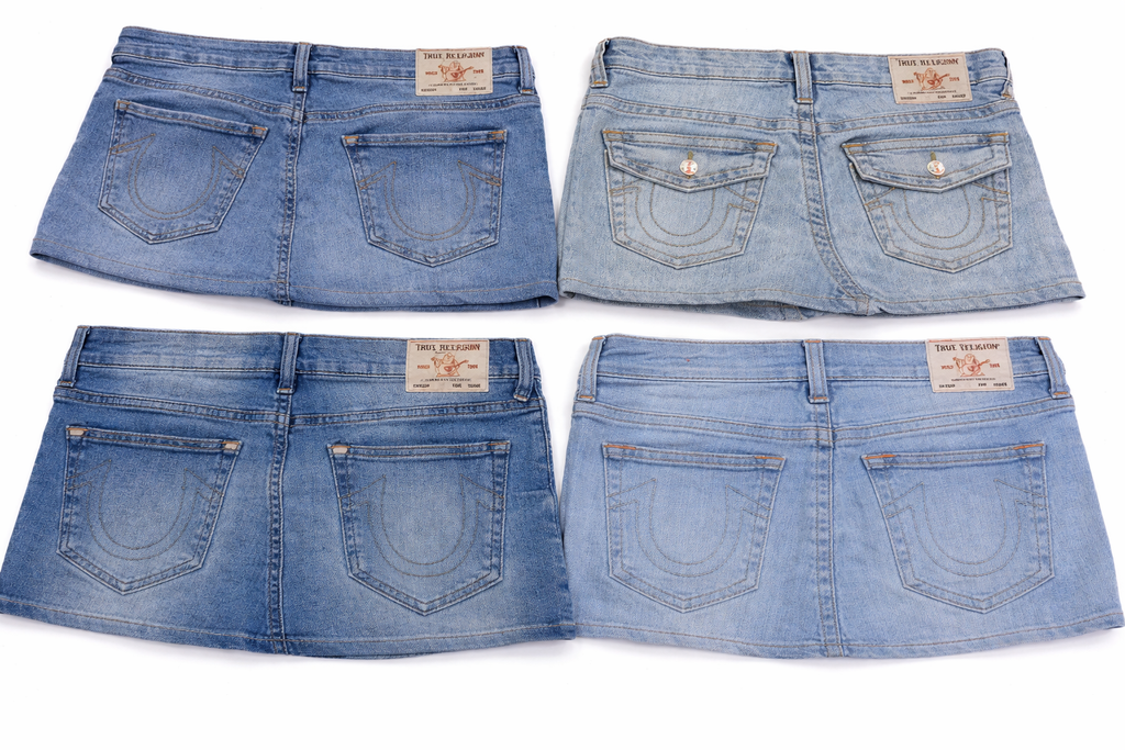 CR7183 Rework True Religion Mini Denim Skirts
