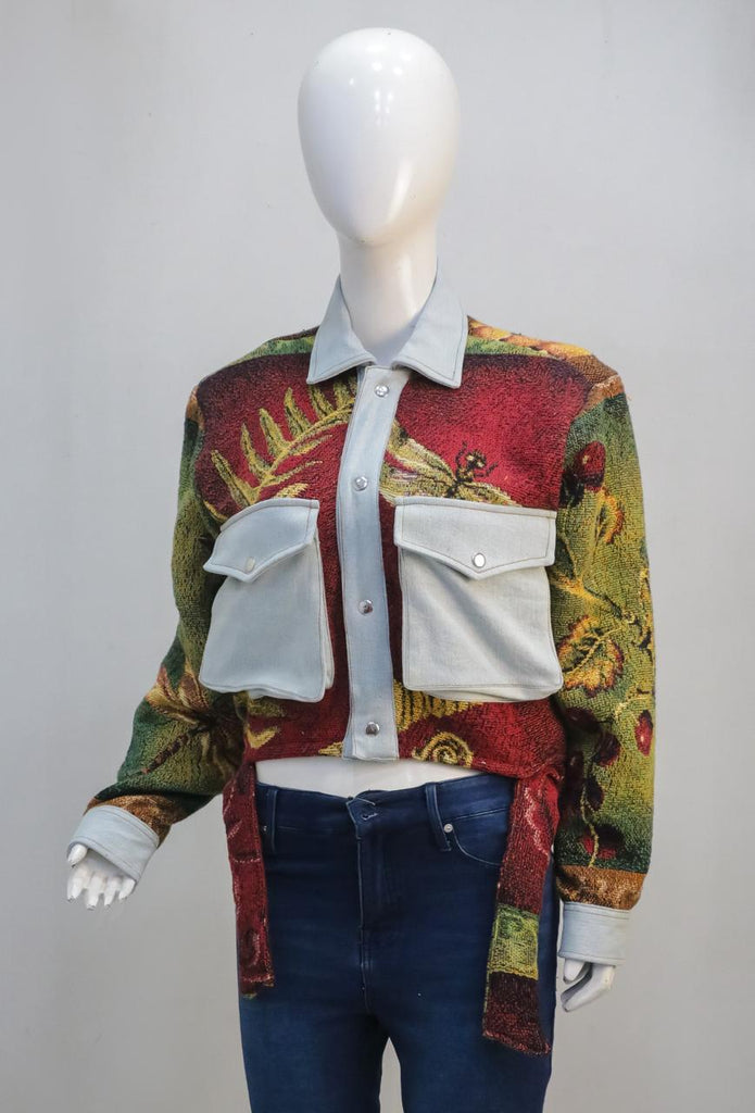 CR2265 UPCYCLED TAPESTRY CROP UTILITY JACKET