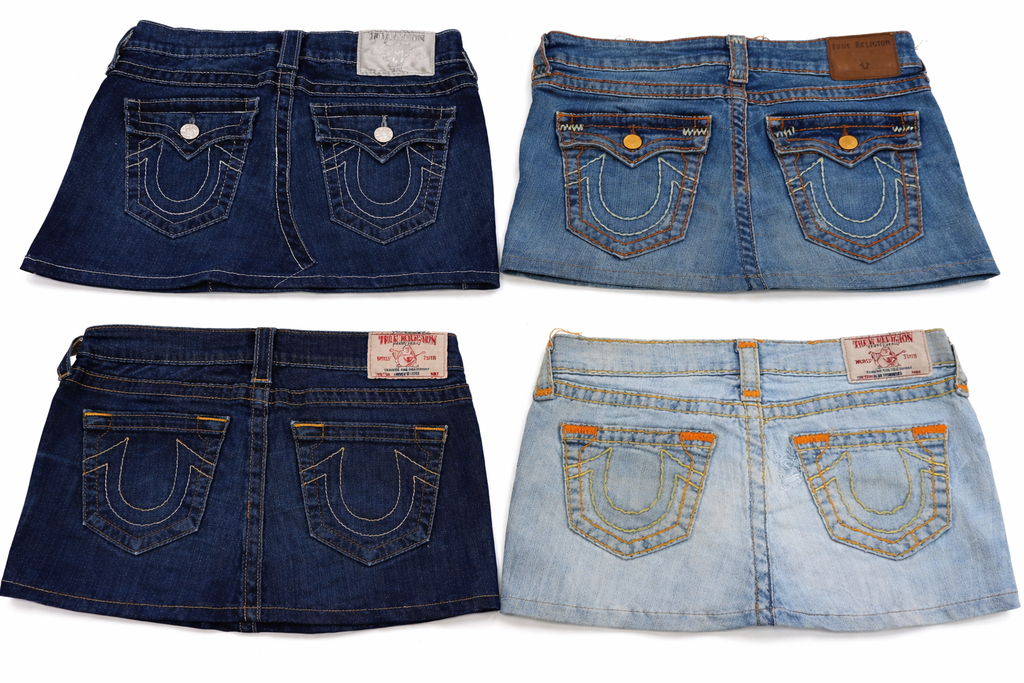 CR7279 Rework Ture Religion Mini Denim Skirts