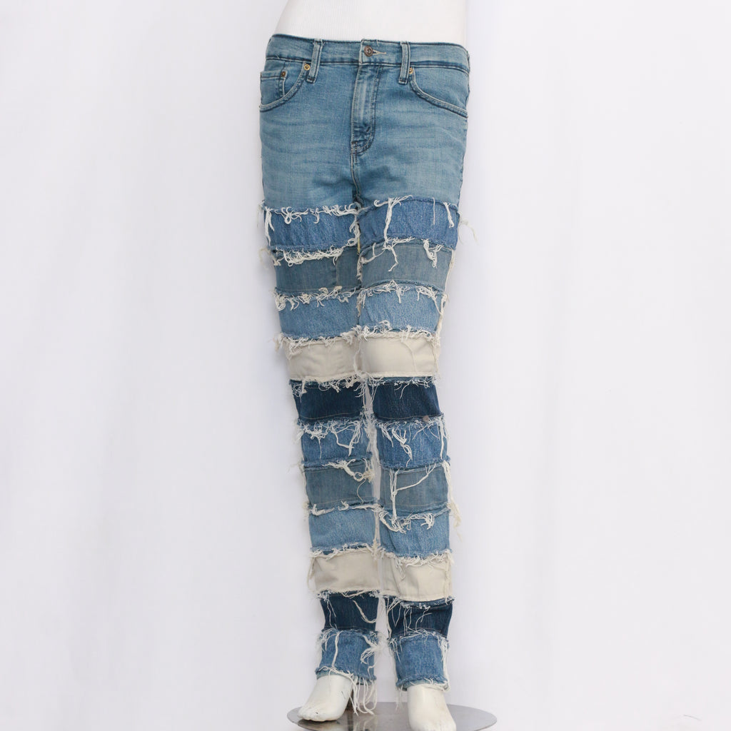 Reworked Patchwork Raweffect Denim Trouser