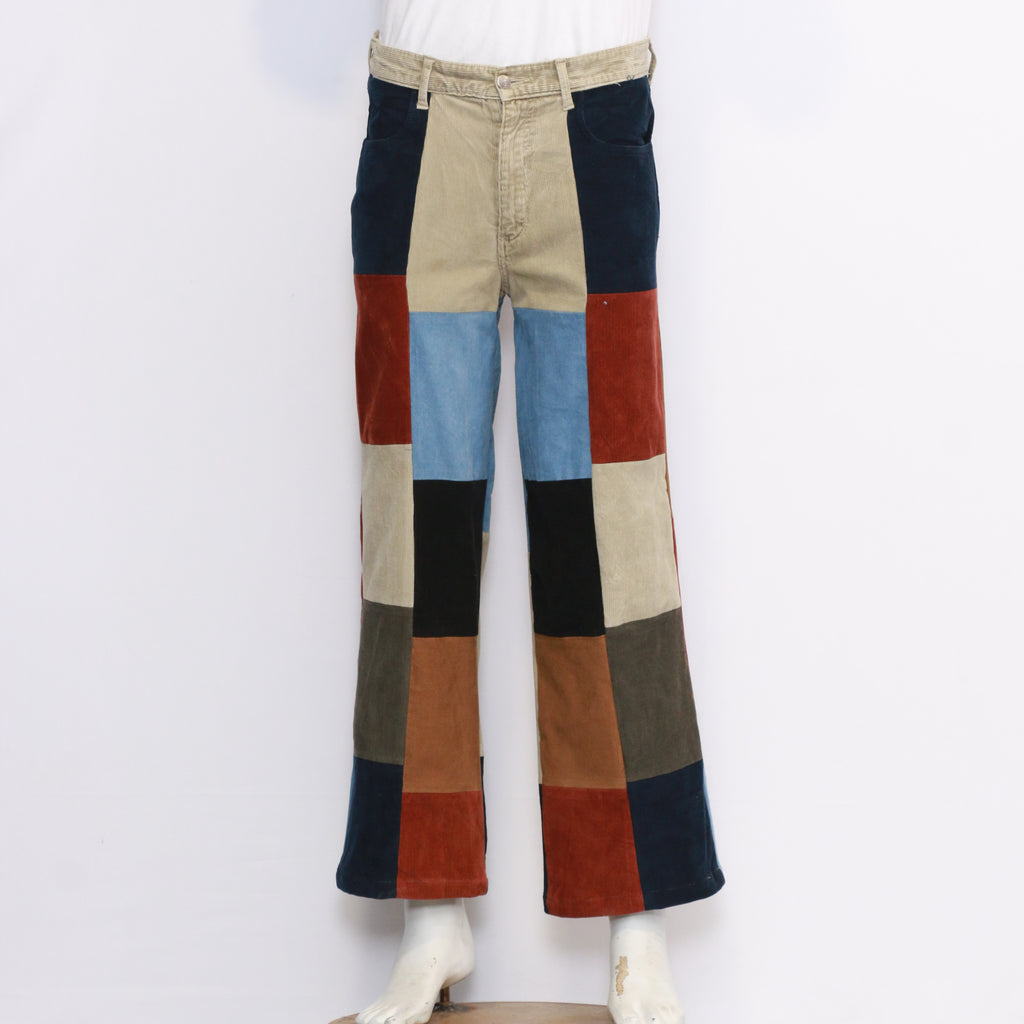 Reworked Unisex Patch Work Loose Fitted Y2K Style Corduroy Pant