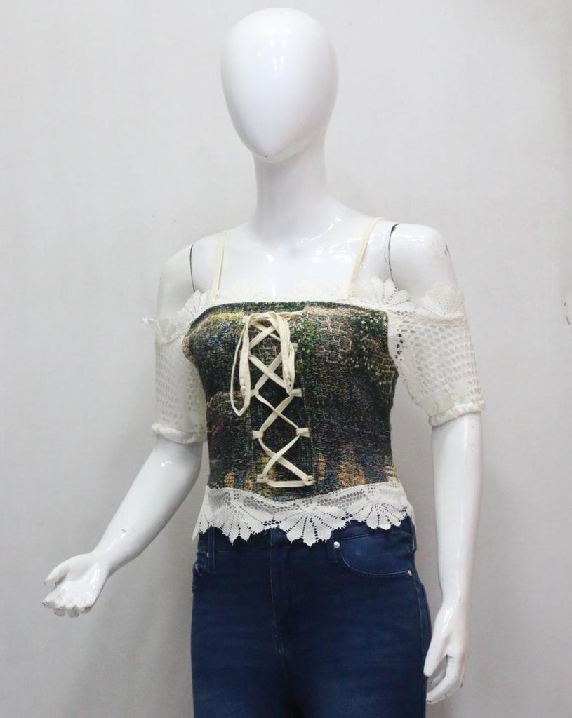 CR1820 UPCYCLED TAPESTRY LACE CORSET TOP