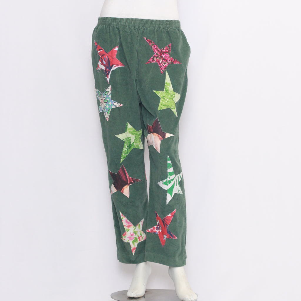 Reworked Ladies Cordroy Star Patch Pant