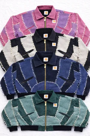 CR1065 - Upcycled Multi-Wash Panel Cropped Jacket