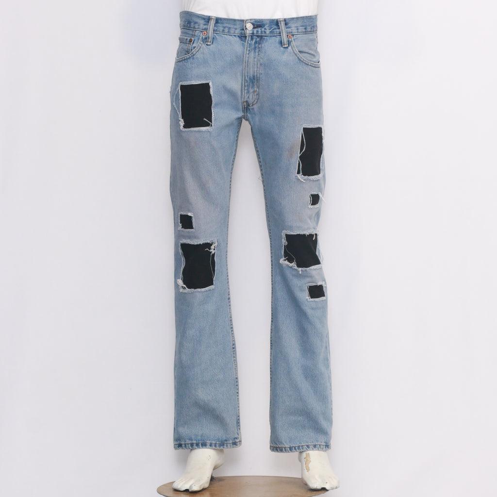 Trendy Pair Of Reworked Denim Pants Contrast Panels