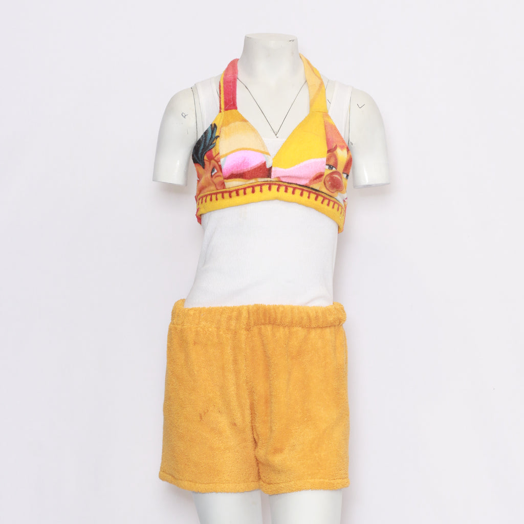 Reworked Beachwear Towel Blouse With Shorts
