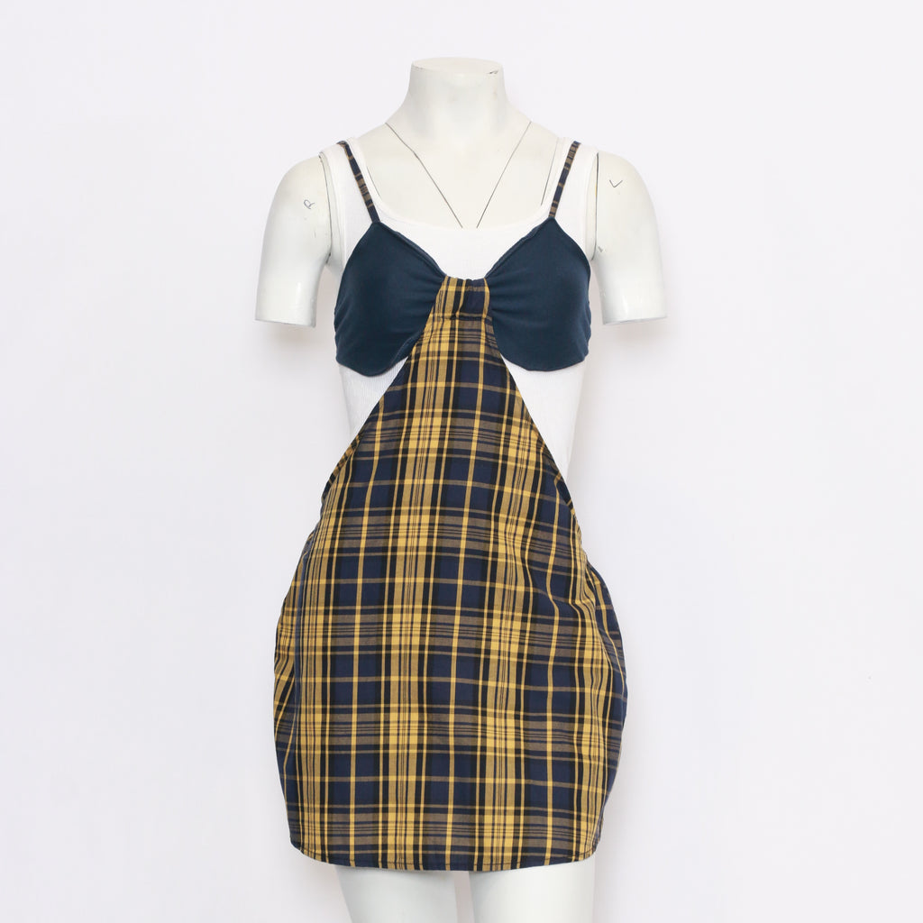 Reworked Set Of Blouse And Checker Skirt