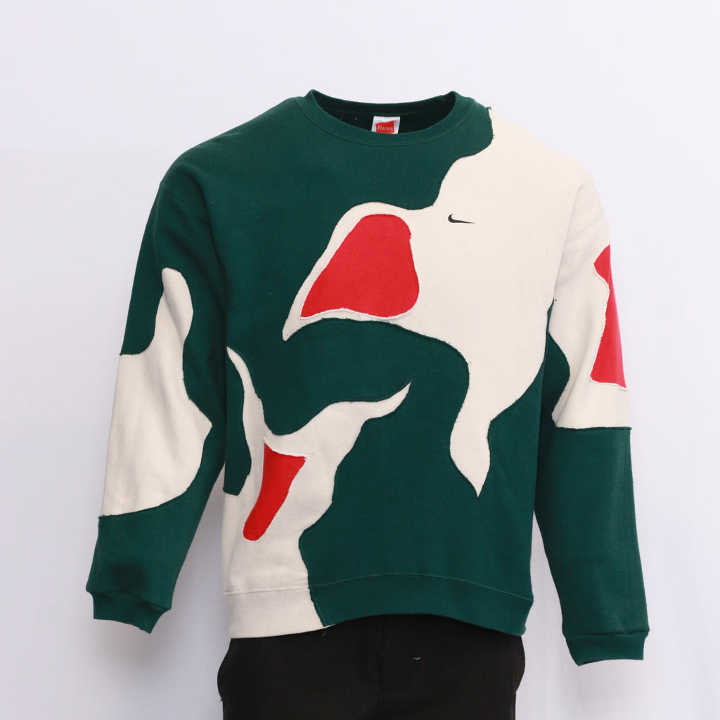 Reworked Multi Color Patched Branded Sweatshirts