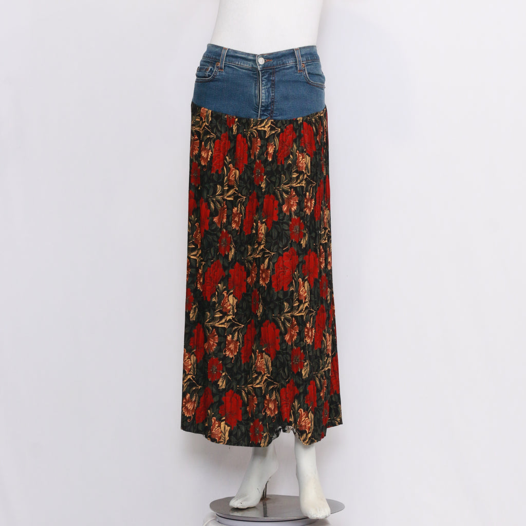 Ladies Reworked Breathable Denim Pants With Colourful Skirts