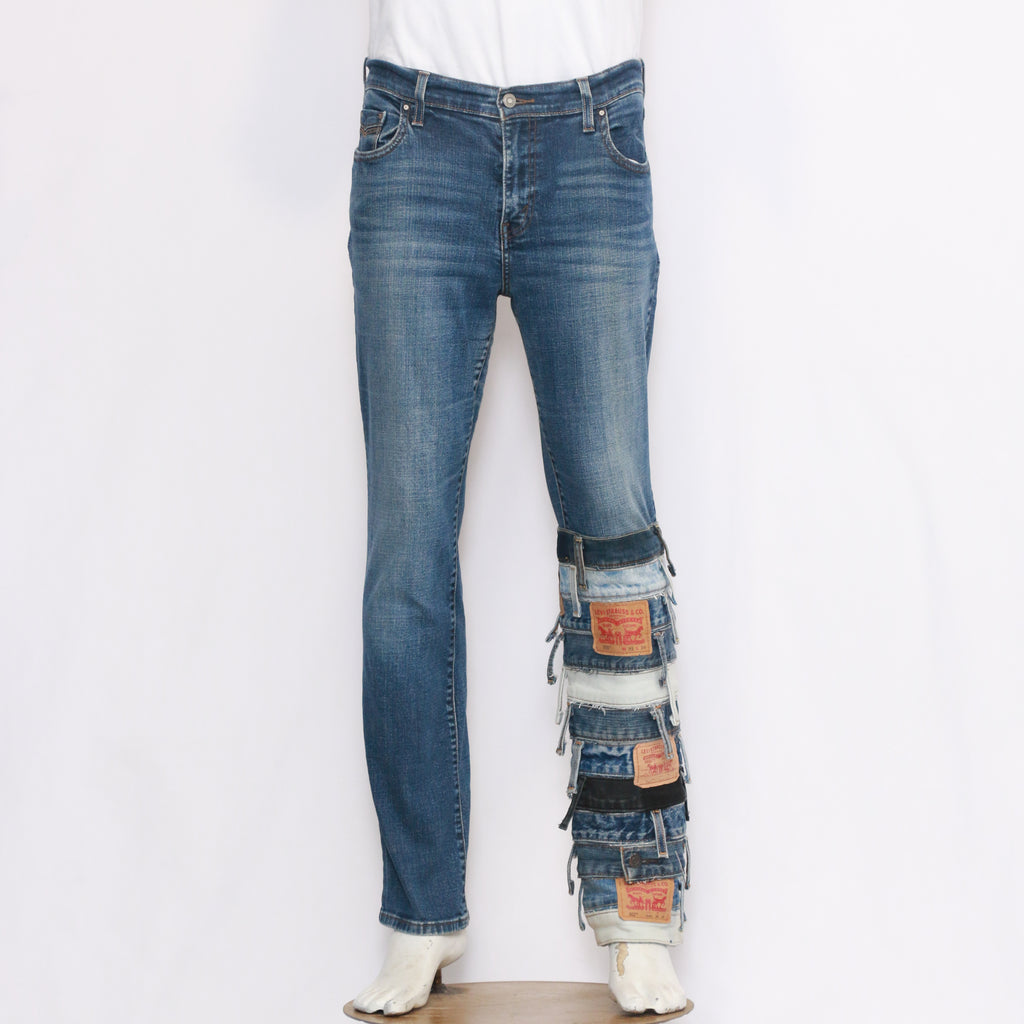 Women's Reworked Denim Belted Pant