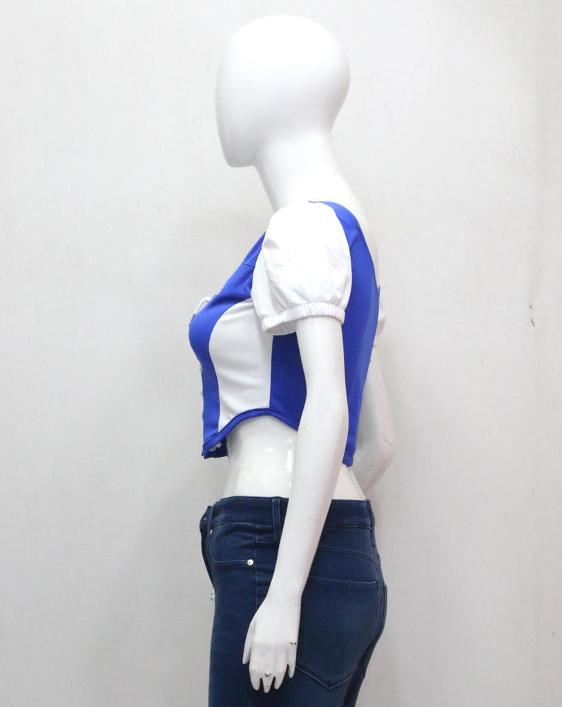 CR1819 UPCYCLED CORSET PUFF SLEEVE TOP