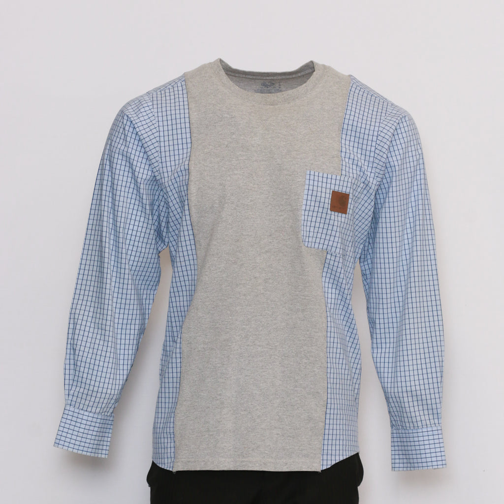 Men Reworked Carhartt Henley With Check Print