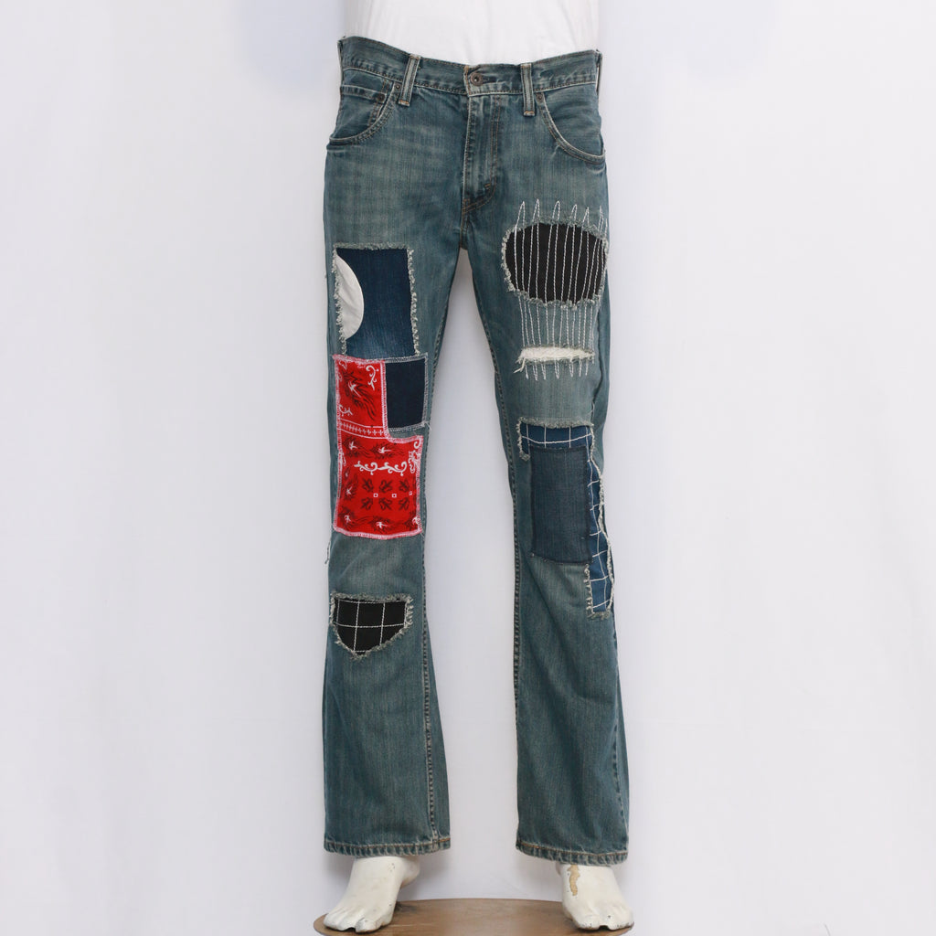 Reworked Bandana Patchwork Jeans