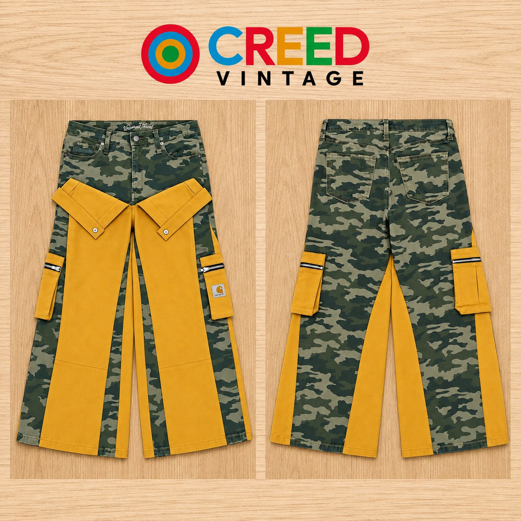 CR2282 UPCYCLED CARHARTT CAMO PANEL UTILITY PANTS