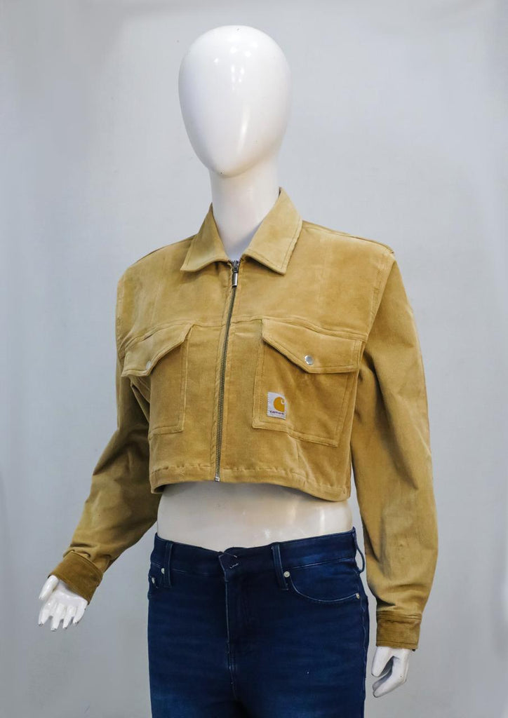 CR2266 UPCYCLED CARHARTT TWO-TONE CORDUROY CROP JACKET