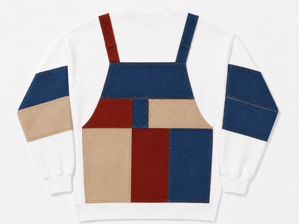 CR2201 UPCYCLED CARHARTT PATCHWORK OVERALL SWEATSHIRT