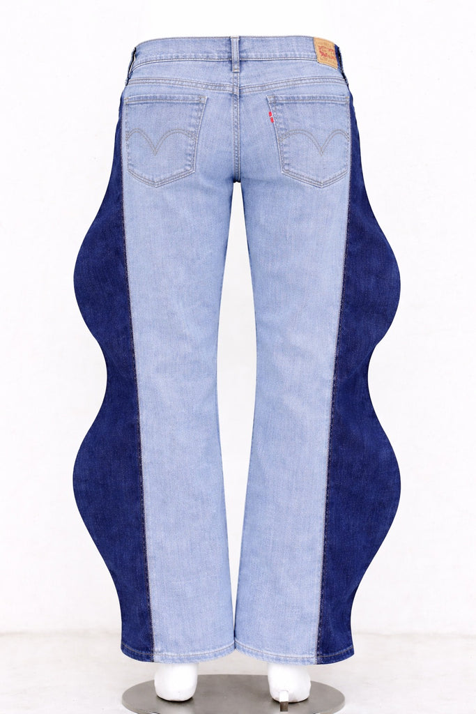 CR1286 Wave Panel Flare Jeans – Sculpted Rework Denim