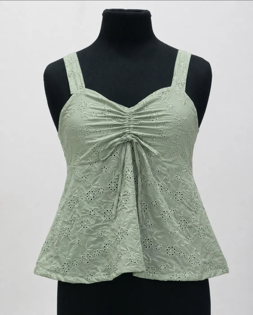 CR1550 Upcycled Eyelet Ruched Top