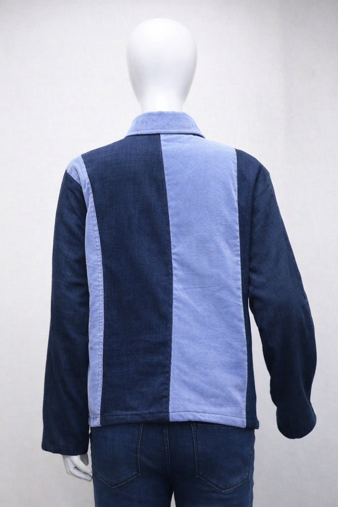 CR41 Rework Two-Tone Denim Jacket – Vertical Panel Zip Style